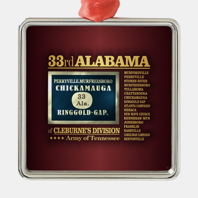 33:e Alabama-infanteriet (BA2) Julgransprydnad Metall (Framsidan)