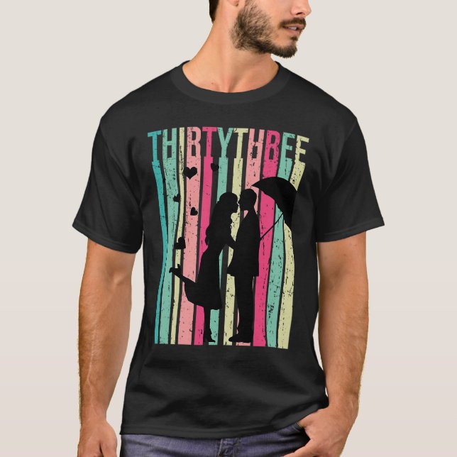 33:e Bröllop-årsdagen för Make-frun 33 år T Shirt (Framsida)