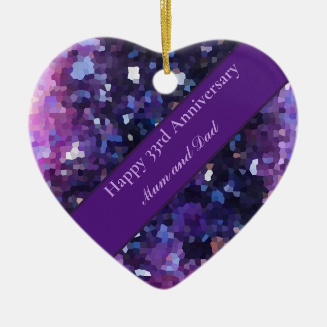 33:e Bröllop-årsdagen redigerbar Julgransprydnad Keramik (Framsidan)