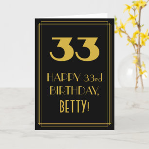 33:e födelsedagen ~ Art Deco Inspired Titta "33" & Kort