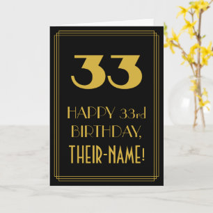 33:e födelsedagen - Art Deco Inspired Titta "33" o Kort
