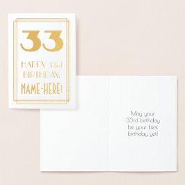 33:e födelsedagen: Art Deco Inspired Titta "33" oc Folierat Kort