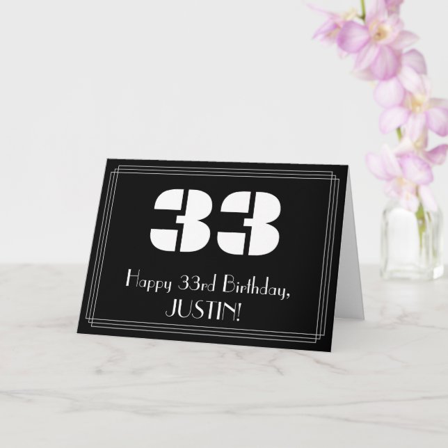 33:e födelsedagen: Art Deco Inspired Titta "33" oc Kort (Orkide)