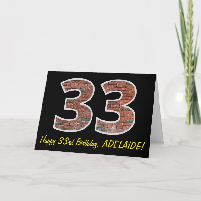 33:e födelsedagen - Brickmuren Mönster "33" w/ Nam Kort (Framsida)