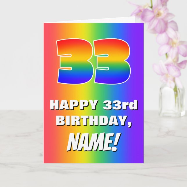 33:e födelsedagen: Färgfull, Roligt Rainbow Mönste Kort (Orkide)