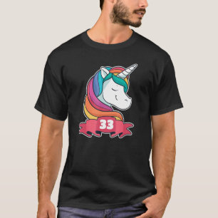 33:e födelsedagen för flickor, tema Unicorn Girl T Shirt