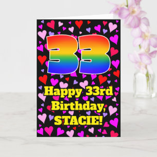 33:e födelsedagen: Loving Hearts Mönster, regnbåge Kort