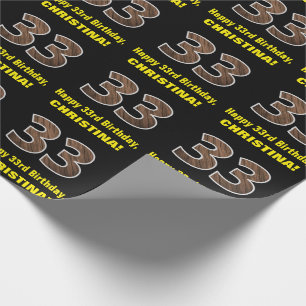 33:e födelsedagen: Namn & Faux Wood Grain Mönste Presentpapper