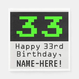 33:e födelsedagen - Nerdy/Geeky Stil "33" och Namn Pappersservett