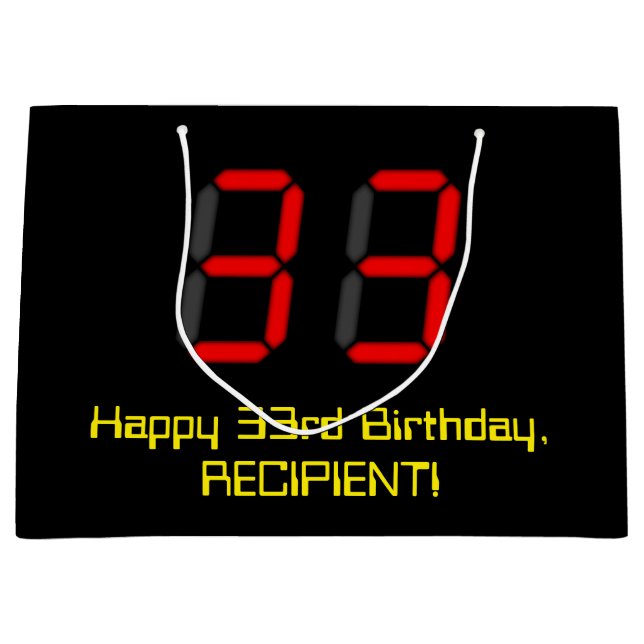 33:e födelsedagen: Red Digital Clock Stil "33" + N (Framsidan)