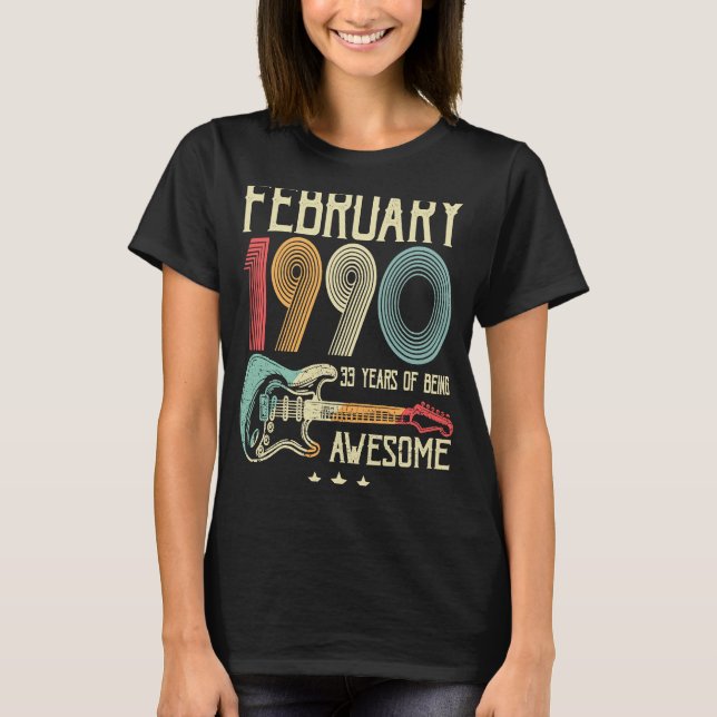 33:e födelsedagen: Retro Guitar februari 1990 33 å T Shirt (Framsida)