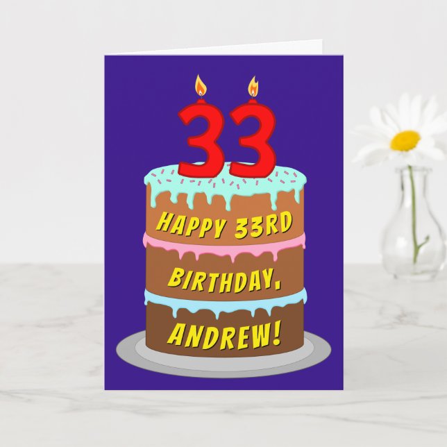 33:e födelsedagen: Roligt Cake and Candles + Anpas Kort (Liten växt)