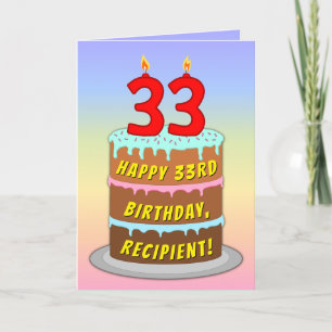 33:e födelsedagen - Roligt Cake & Candles, med ege Kort