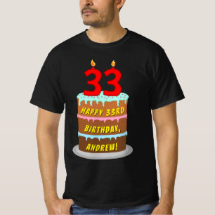 33:e födelsedagen - Roligt Cake & Candles, med ege T Shirt