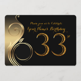 33:e,Födelsedagsinbjudan,Nummer Glitter Guld,Foto Inbjudningar