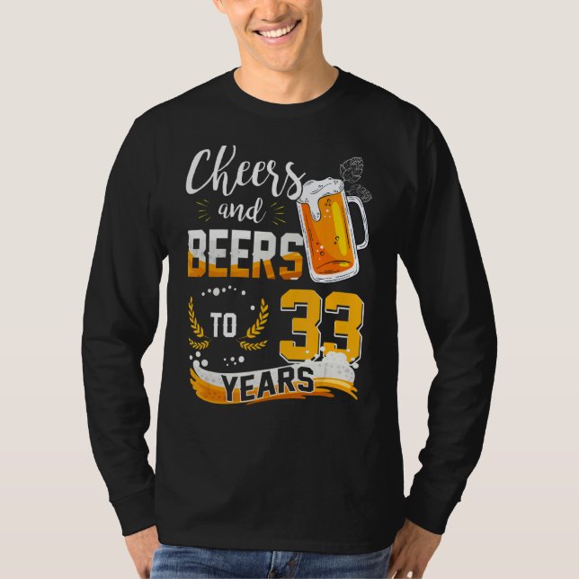 33:e födelsedagstjuren och Öl till 33 år födda i T Shirt (Framsida)