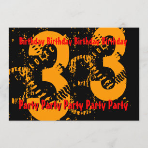 33:e Guld Red Black Birthday PartyTemplate Inbjudningar