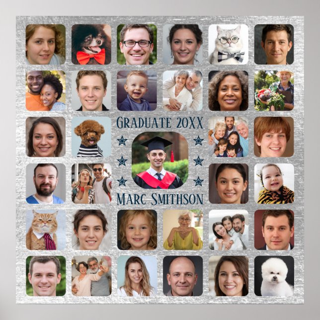 33 foton för att anpassa Studentfestens kvadrat Poster (Framsidan)