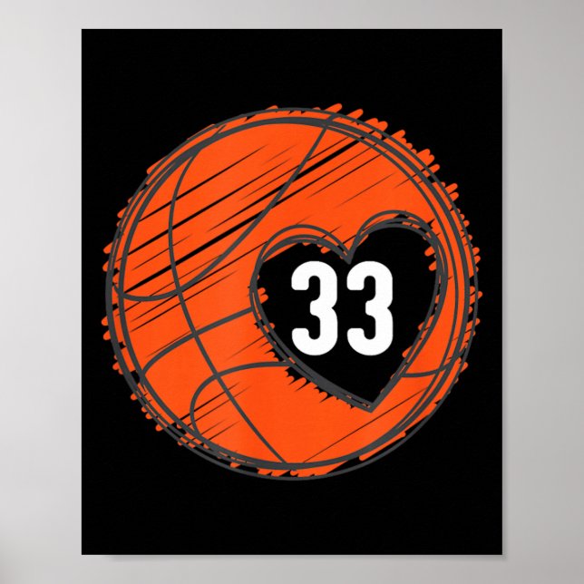 33 Nummer 33 - Baseboll Grafik som säger Boll Bbal Poster (Framsidan)