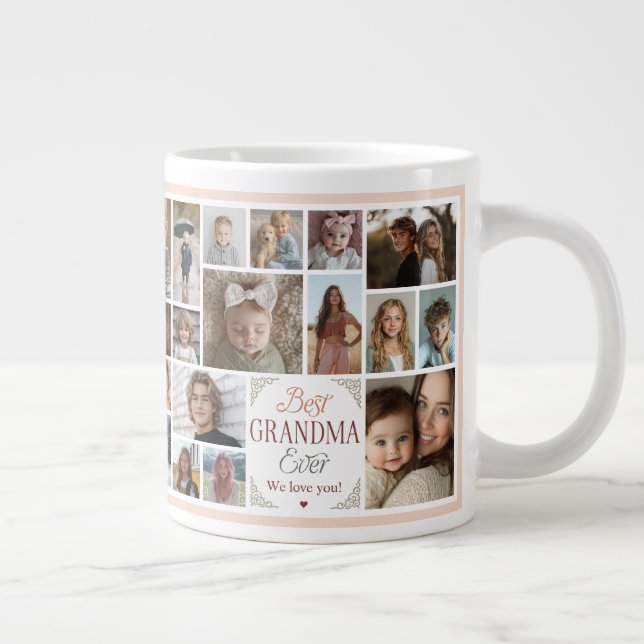 33 Photo Collage Best Grandma nånsin Jumbo Mugg (Höger)