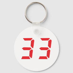 33 thirty-three digitala numbr för röd ringklock nyckelring