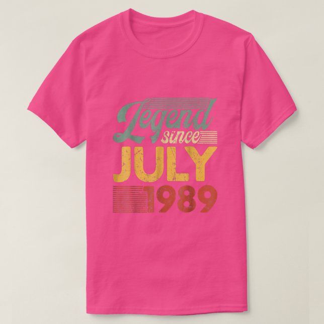 33 Years Old Gifts Legend Since July 1989 33th Bir T Shirt (Design framsida)
