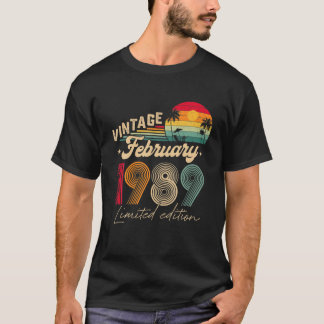 33Rd Birthday Gift Manar Vintage Februari 1989 33 T Shirt