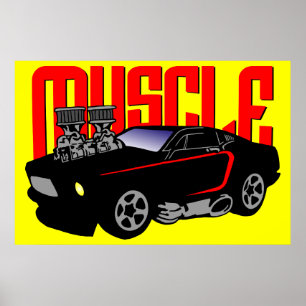 341 Tecknad Muskelbil Poster