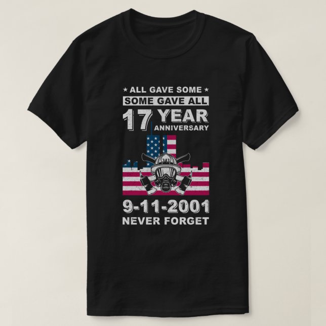 343 Firefighter 911 Memorial glömmer aldrig bort T Shirt (Design framsida)