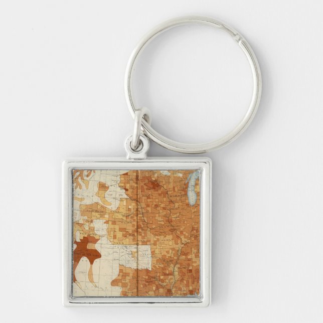 34 Andel religiösor 1890 Fyrkantig Silverfärgad Nyckelring (Framsidan)