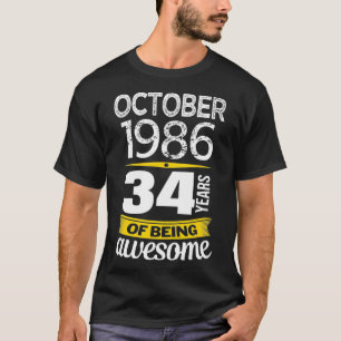 34 år efter fantastisk 34:e födelsedag 1986 t shirt