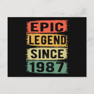 34 år gammal dag 1987 Epic Legend 34:e födelsedage Vykort