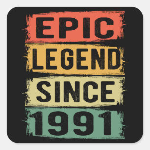 34 år Gammal dag Epic Legend 34: e födelsedagspres Fyrkantigt Klistermärke