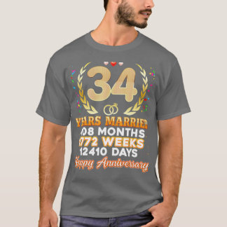 34 år Gift Lycklig 34:e Bröllop-årsdagen T Shirt