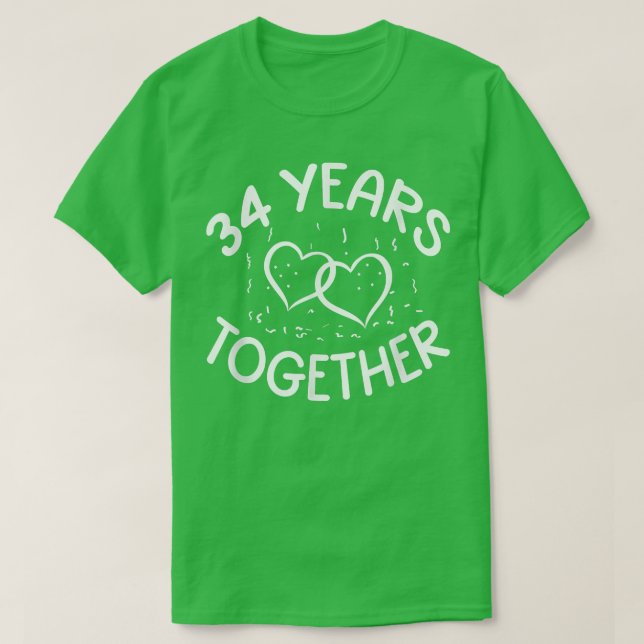 34 år Tillsammans 34-årsdagen Lycklig Make W T Shirt (Design framsida)