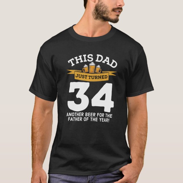 34 Beer Drinking Pappa 34:e Far-födelsedagen G T Shirt (Framsida)