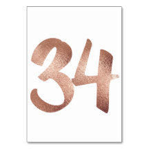 34 Bordsnummer Vit metallisk Rosa ros Guld
