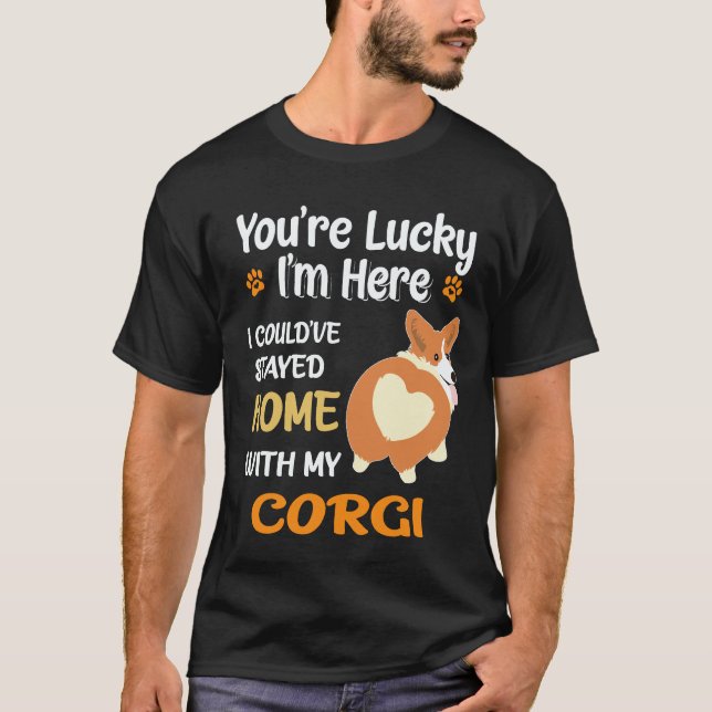 34 Du är Lucky Corgi T Shirt (Framsida)
