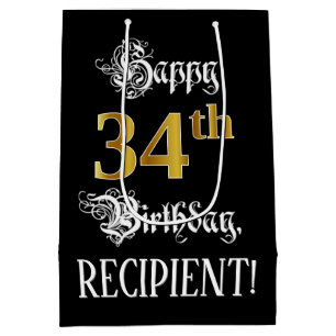 34:e födelsedag ~ Finare skript; Faux Guld look; N