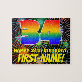 34:e födelsedag: Roligt, färgstarka brinnande fyrv Pussel