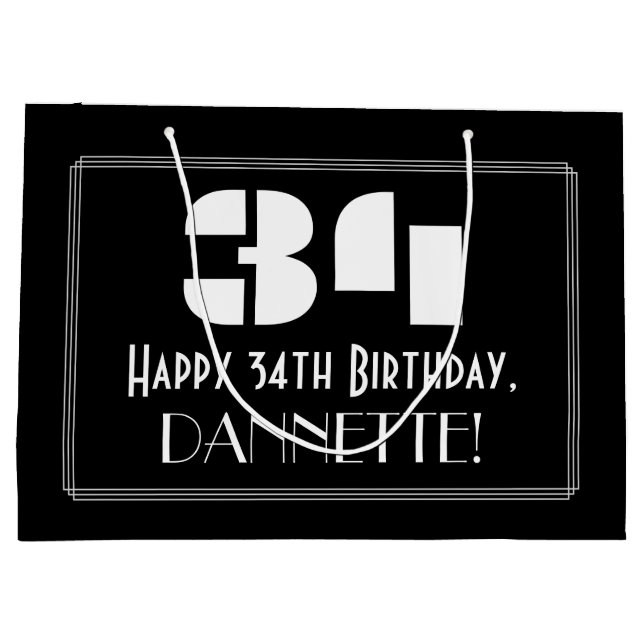 34:e födelsedagen ~ Art Deco Inspired Titta "34" + (Baksidan)