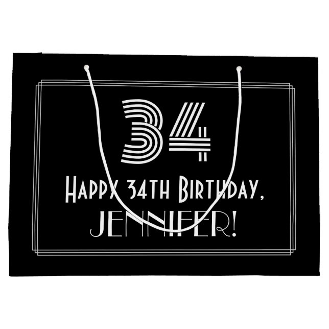 34:e födelsedagen - Art Deco Inspired Titta "34" o (Baksidan)