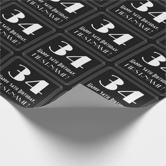 34:e födelsedagen - Art Deco Inspired Titta "34",  Presentpapper (Hörn)