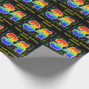 34:e födelsedagen: Colorful Music Symbols, Rainbow Presentpapper
