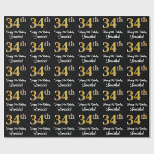 34:e födelsedagen: Elegant Luxurious Faux Guld Tit Presentpapper