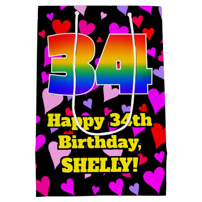 34:e födelsedagen: Loving Hearts Mönster, Regnbåge (Baksidan)