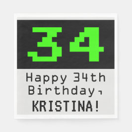 34:e födelsedagen - Nerdy/Geeky Stil "34" och Namn Pappersservett