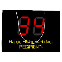34:e födelsedagen: Red Digital Clock Stil "34" + N