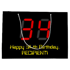 34:e födelsedagen: Red Digital Clock Stil "34" + N
