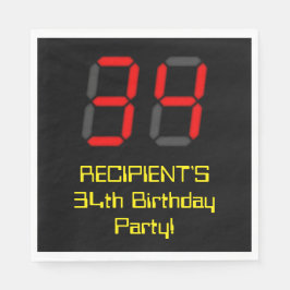 34:e födelsedagen: Red Digital Clock Stil "34" + N Pappersservett